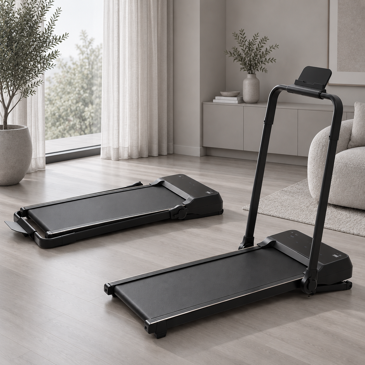 Incline Walking Pad Treadmill with Handrail