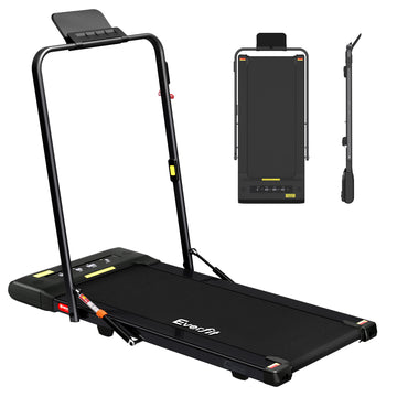 Walking Pad Treadmill with Handrail in Black