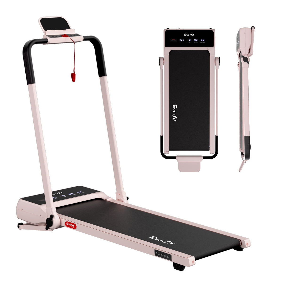 Incline Walking Pad Treadmill with Handrail in Pink