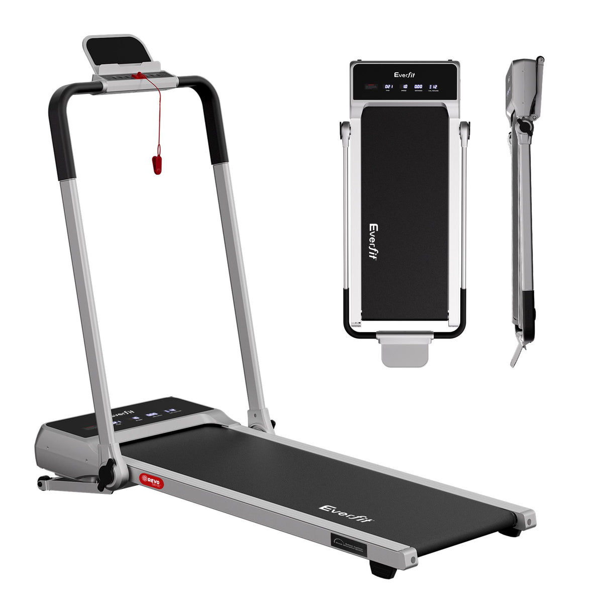 Incline Walking Pad Treadmill with Handrail in Grey