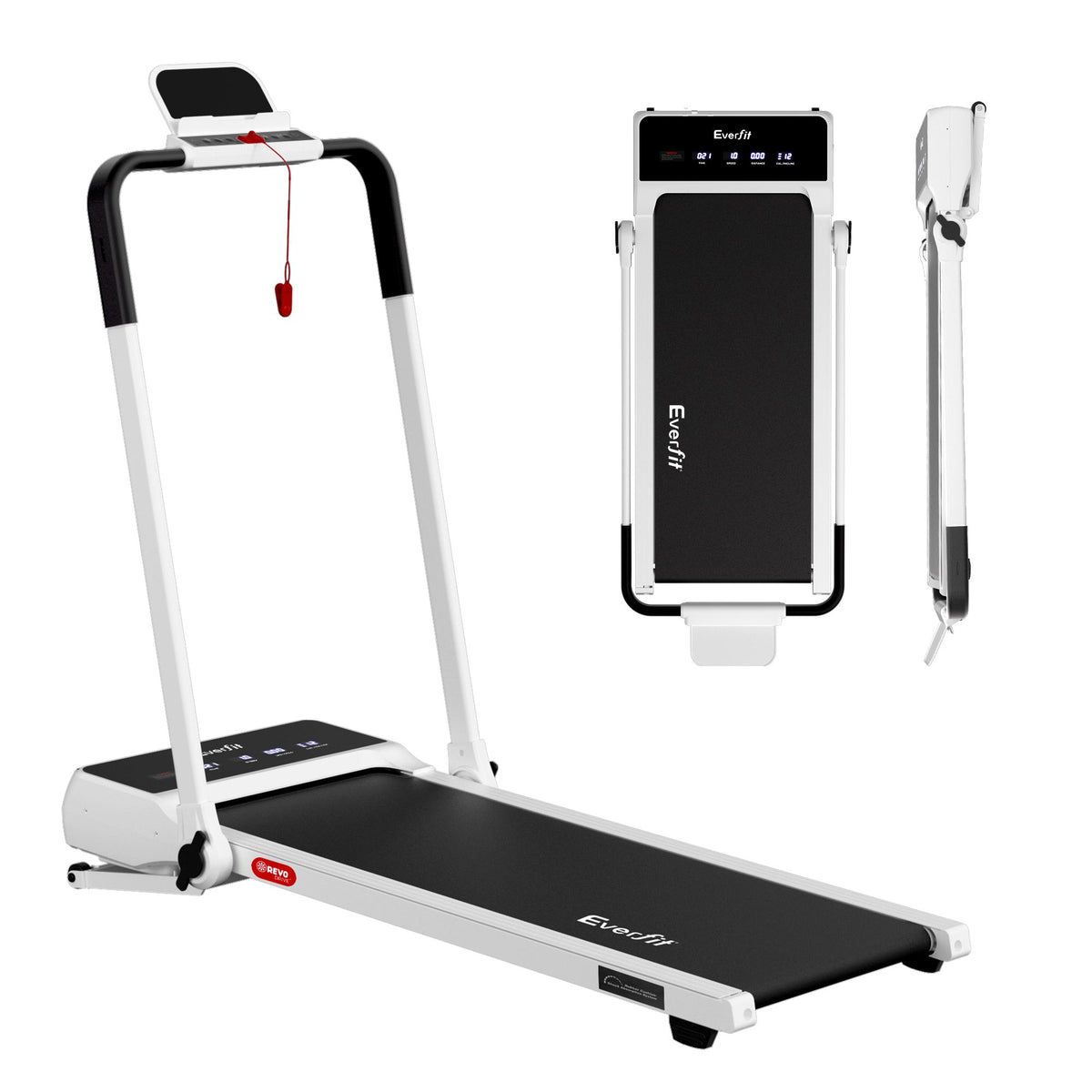Incline Walking Pad Treadmill with Handrail in White