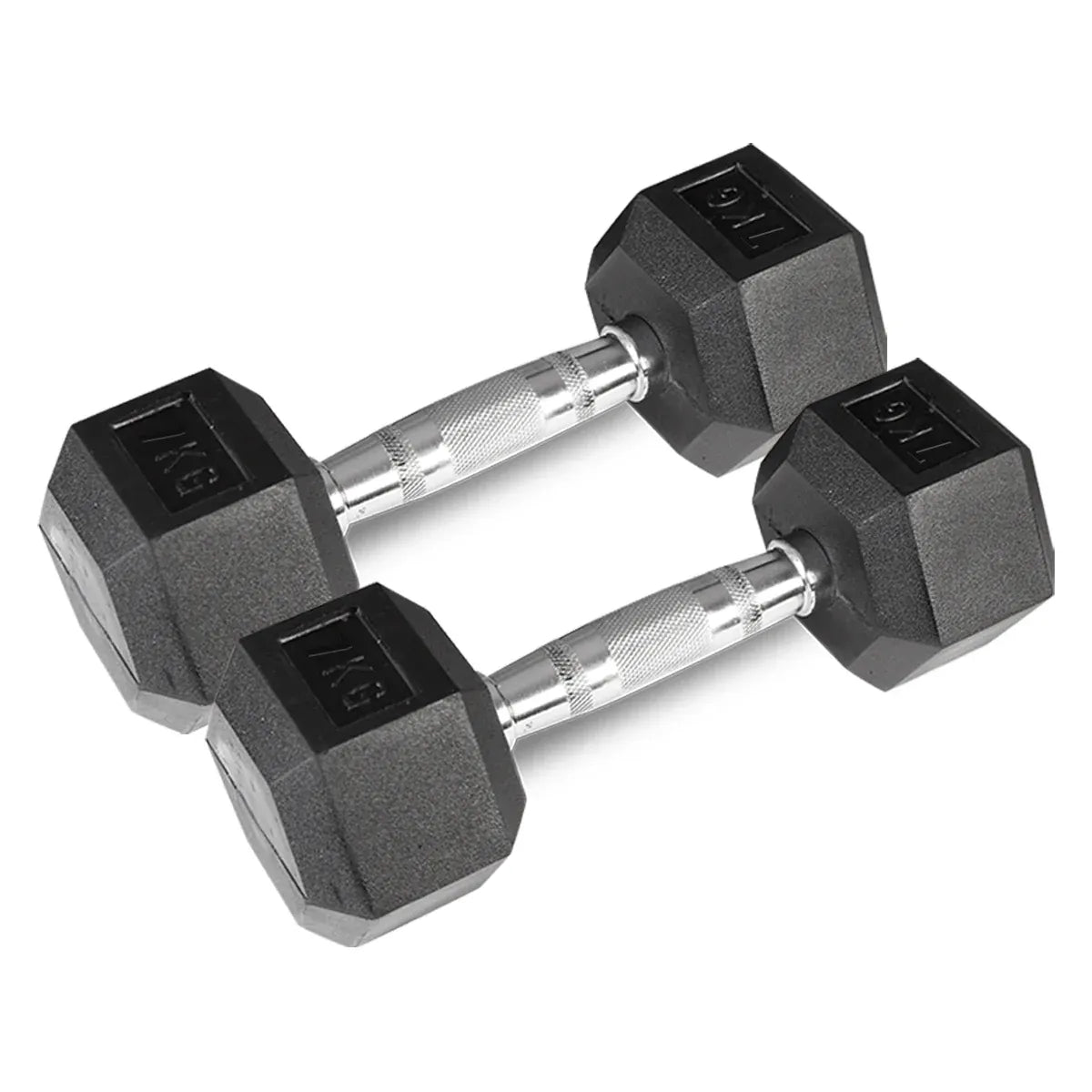Rubber Hex Dumbbells (Pair) 7 kg
