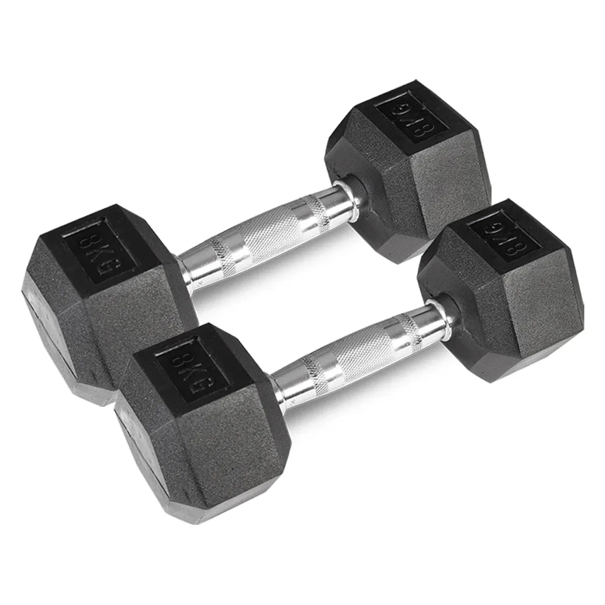 Rubber Hex Dumbbells (Pair) 8 kg