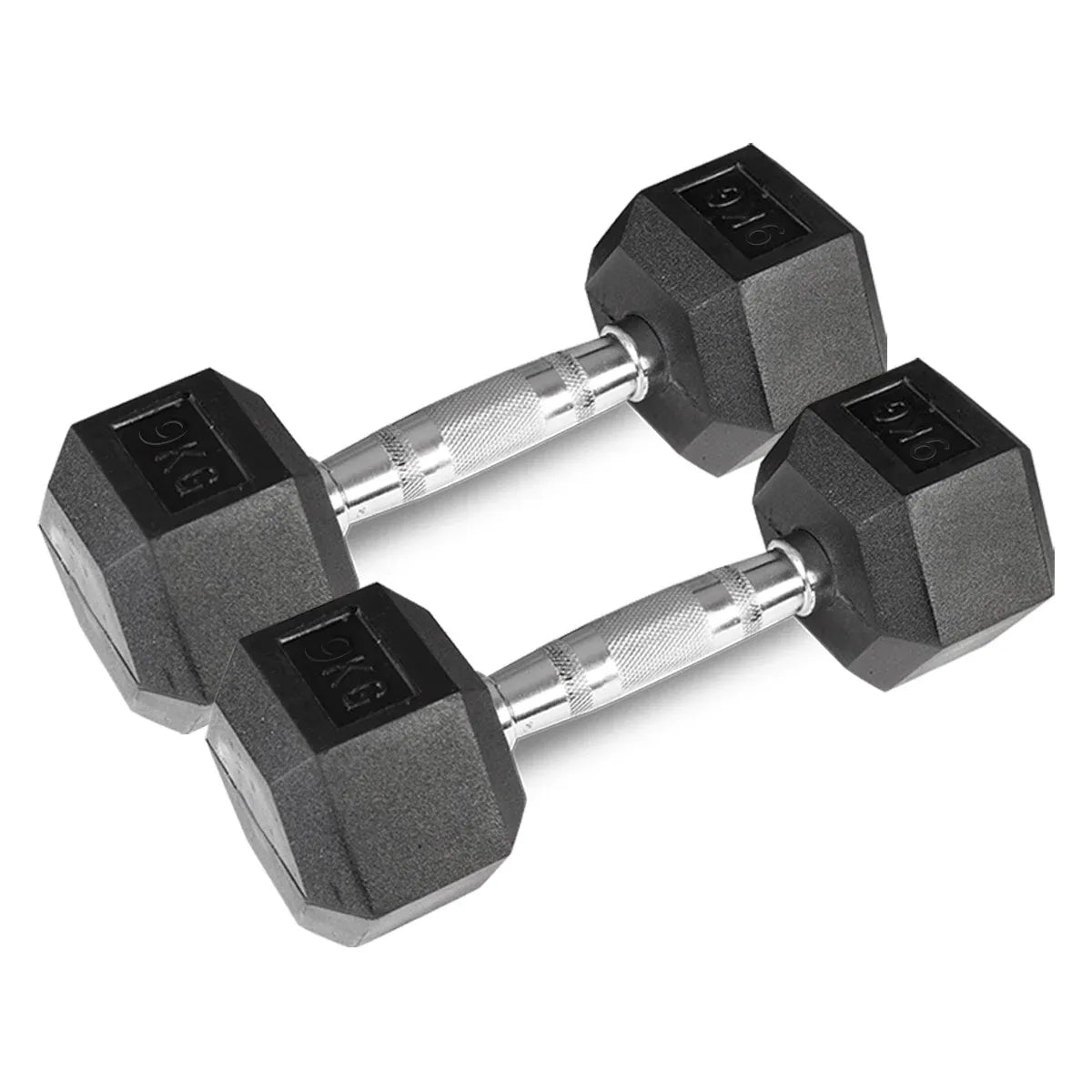 Rubber Hex Dumbbells (Pair) 9 kg